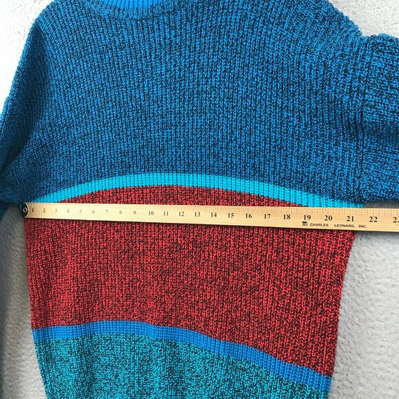 Vintage 90's BRITTANIA Blue Red Striped Knitted Sweater Size L - Picture 7 of 8